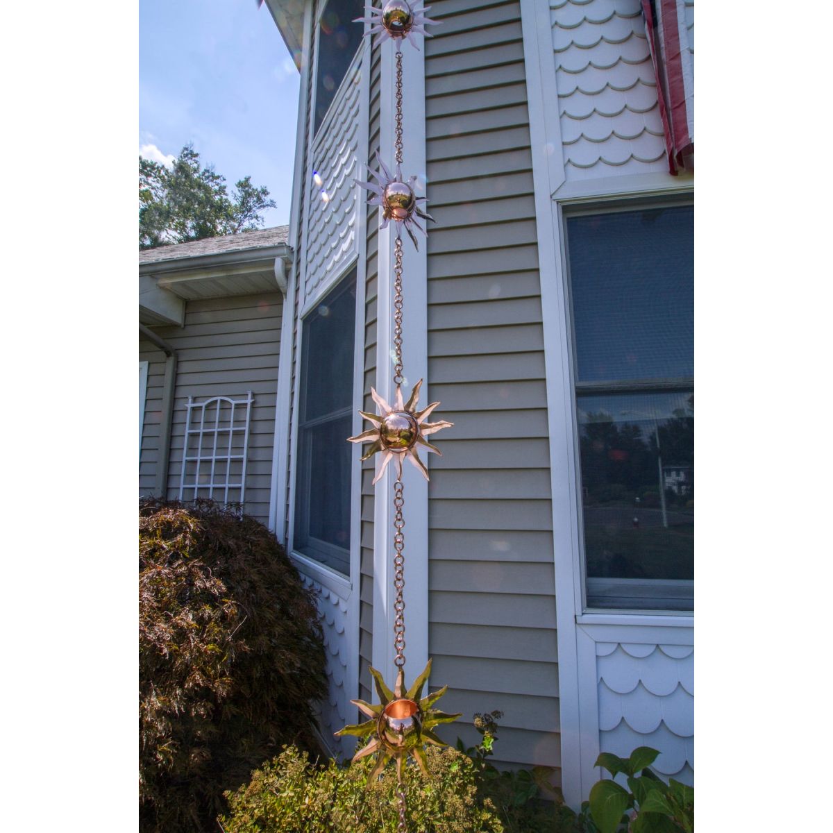 Sunburst Polished Copper Rain Chain 8.5 ft.